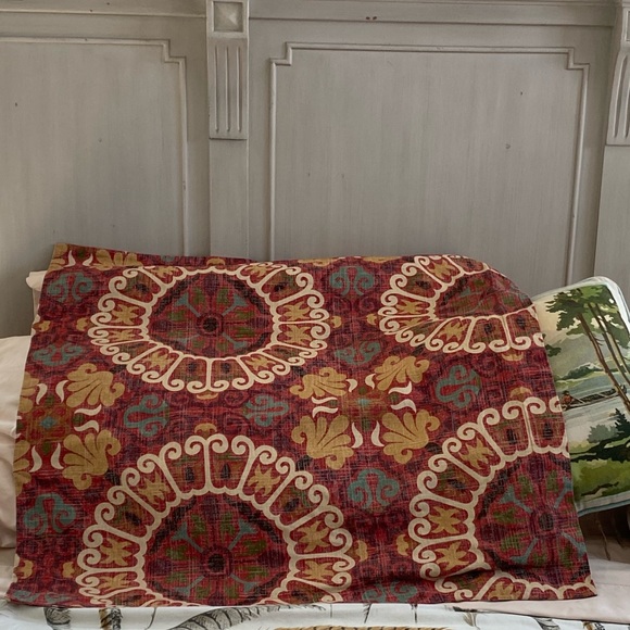 Pottery Barn Euro Sham Medallion Print Rust-Red, Tan, Gold Pillow Cover - Picture 10 of 11